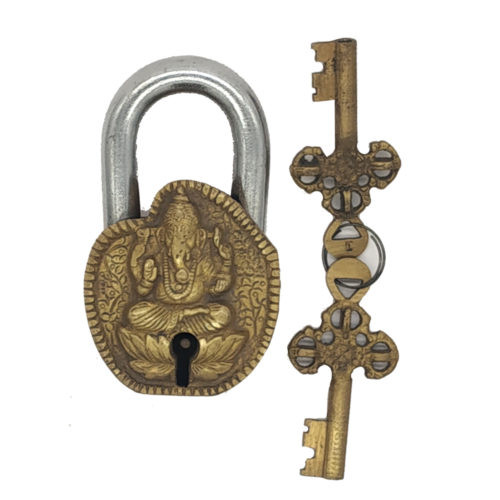 Brass Door Lock Antique Finish Ganesh