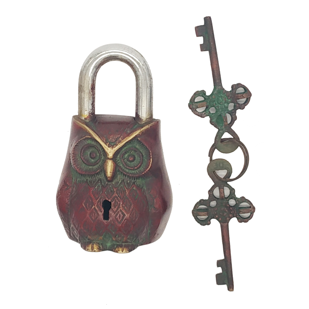 Brass Door Lock Antique Finish Owl