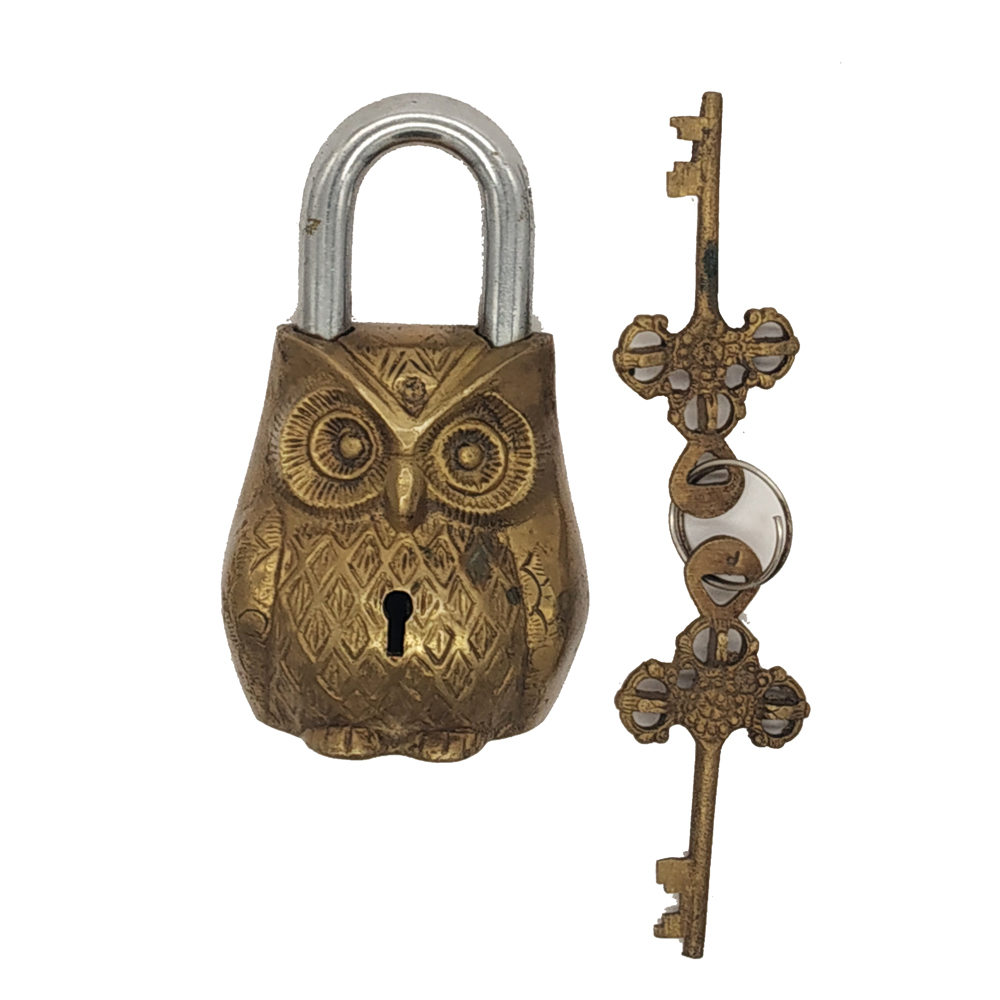 Brass Door Lock Antique Finish Owl