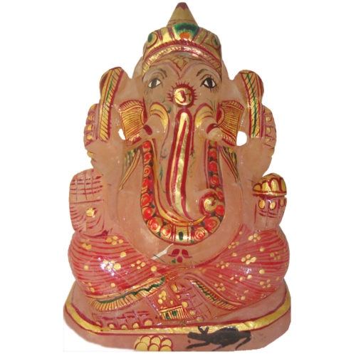 Rosanquartz Stone Ganesh Statue 