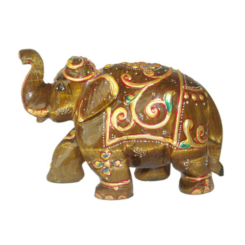 Tiger Eye Stone Elephant gold foil painted