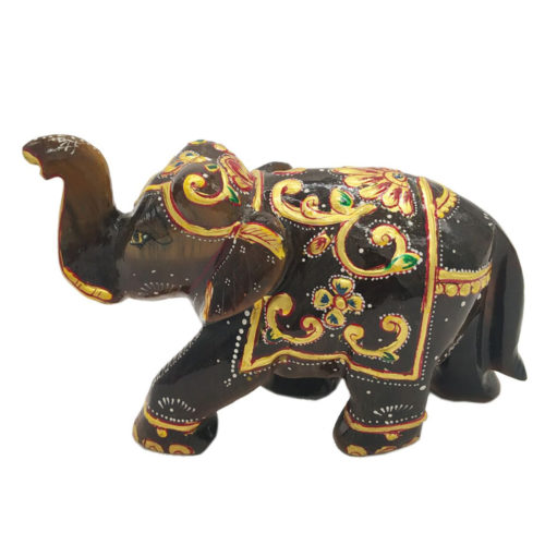 Tiger Eye Stone Elephant gold foil painted