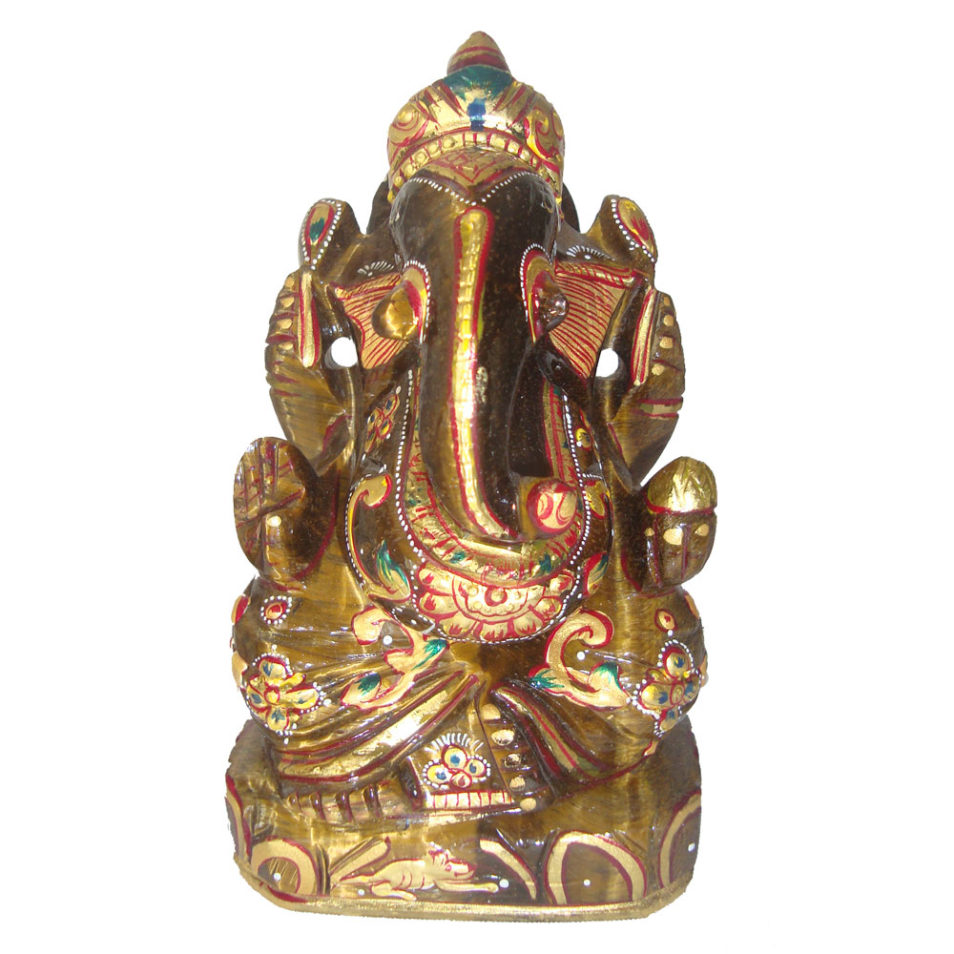 Tiger eye Stone Ganesha statue Gold Painted