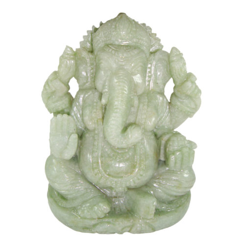 Aventurine Jade Stone Ganesha Polish Statue 