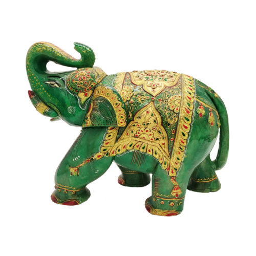 Aventurine Jade Stone Elephant With Gold Painted