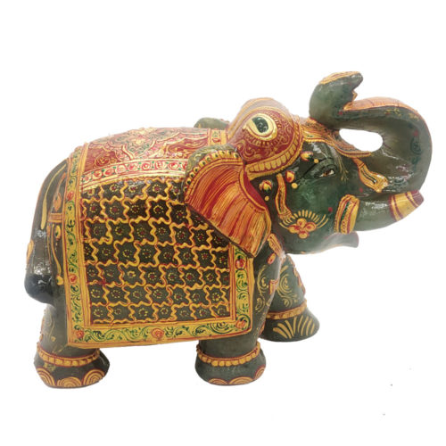 Aventurine Jade Stone Elephant With Gold Painted