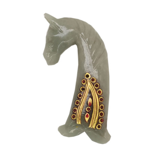 Aventurine Jade Stone Horse Face Dagger Handle Gold Painted