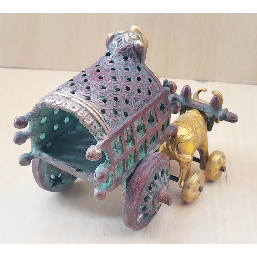 Brass handmade Bull cart for home decor show piece & gift