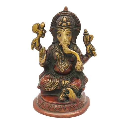 Brass Ganesha statue Hand Painted Antique Finished