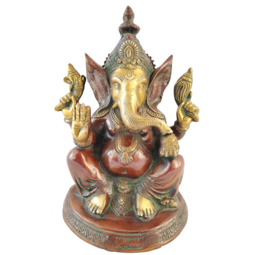 Brass Ganesha statue Hand Painted Antique Finished