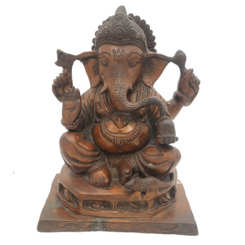 Brass Ganesha statue Hand Painted Antique Finished