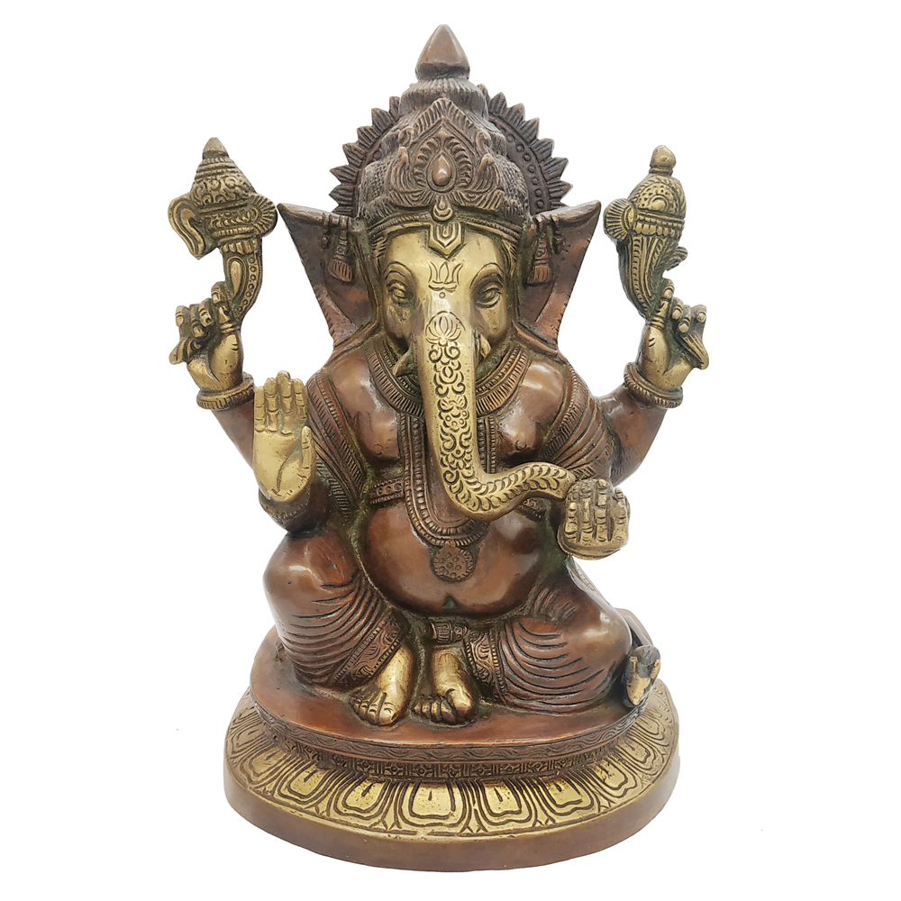 Brass Ganesha statue Hand Painted Antique Finished