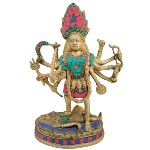 Brass Kaali Statue With Stone Work Hindu Goddess