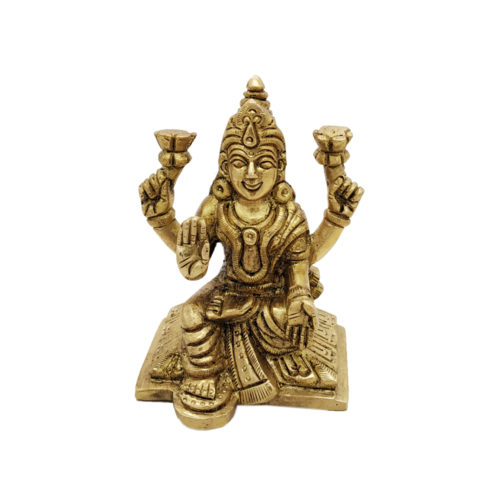 Brass Lakshmi Statue Goddess Idol Wealth Prosperity Hindu Religious