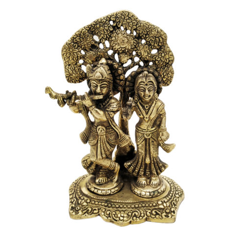 Brass Radha Krishna Statue Love Couple Hindu Religious