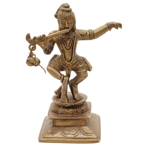 Brass Dancing Krishna Statue Bal Gopal Hindu Religious