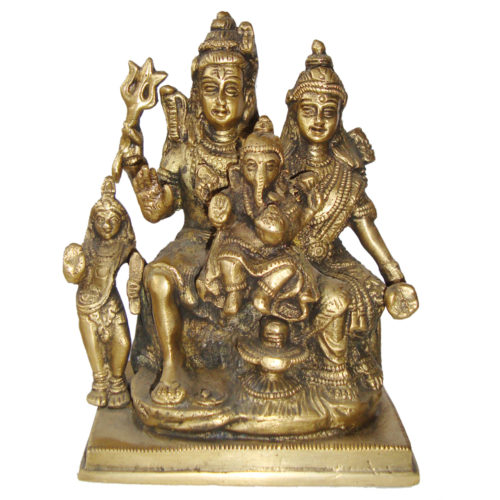 Brass Shiv Family Statue Shiva Ganesh Parvati Devi Hindu God Statue