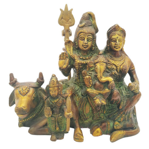 Brass Shiv Family Statue Shiva Ganesh Parvati Devi Hindu God Statue