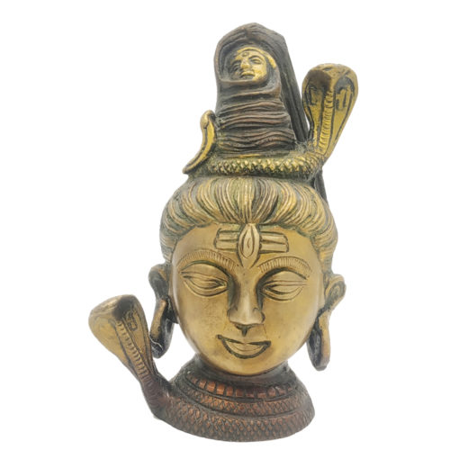 Brass Lord Shiva Head Mahadev Third Eye God Painted