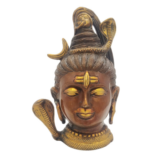 Brass Lord Shiva Head Mahadev Third Eye God Painted