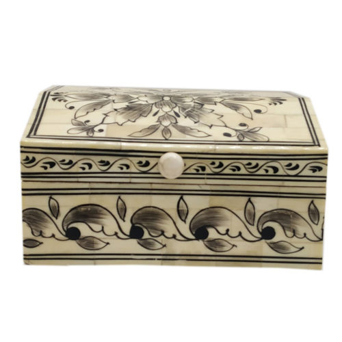 Bone Jewelry Box Coverd by Floral Painting