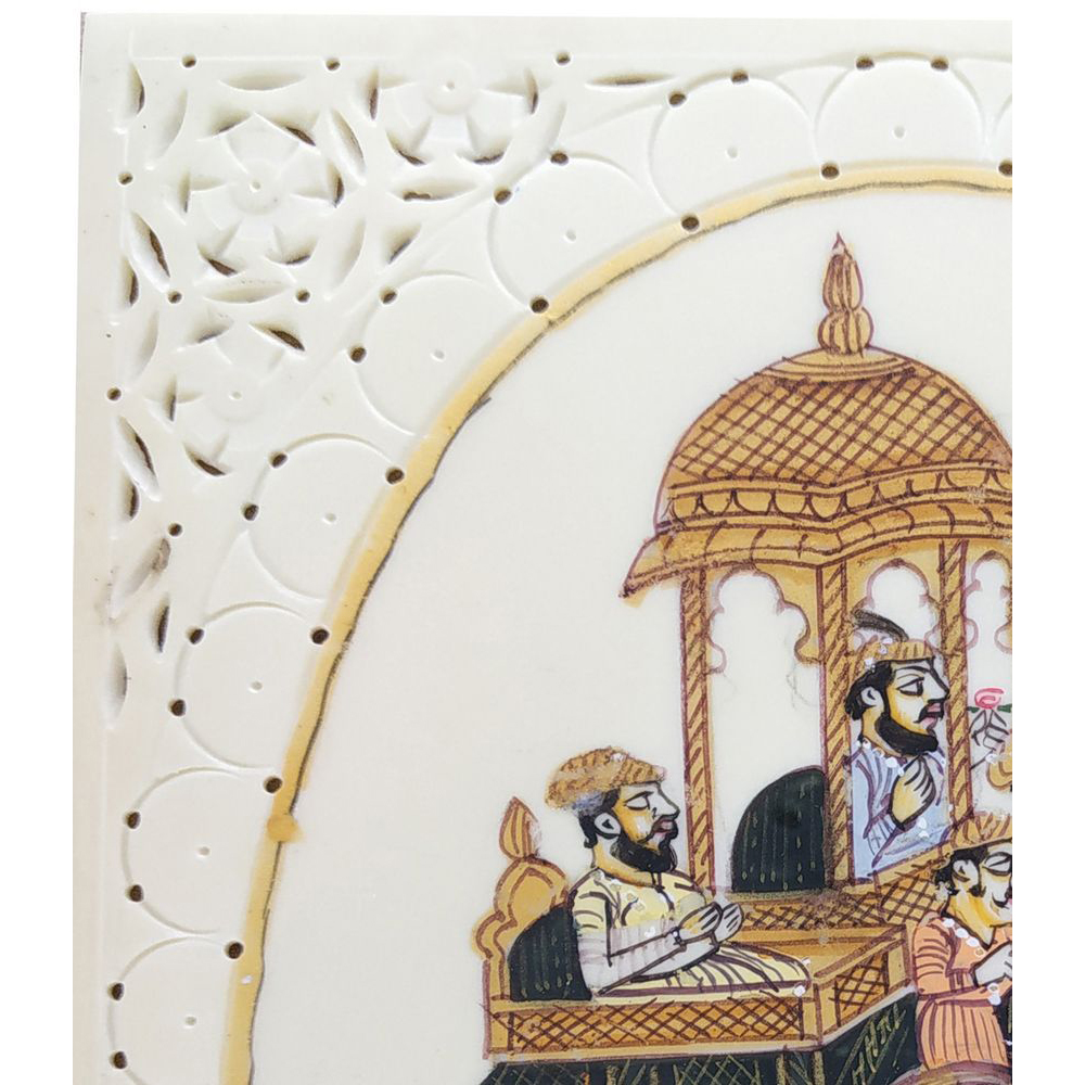 Painting Elephant sitting on King Pair Handmade Miniature Artwork water color resin tile 4X3