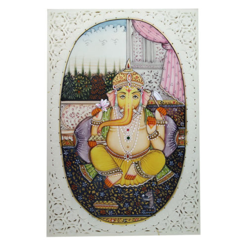 Painting Ganesh Handmade Miniature Artwork water color resin tile Ganesha 6X4