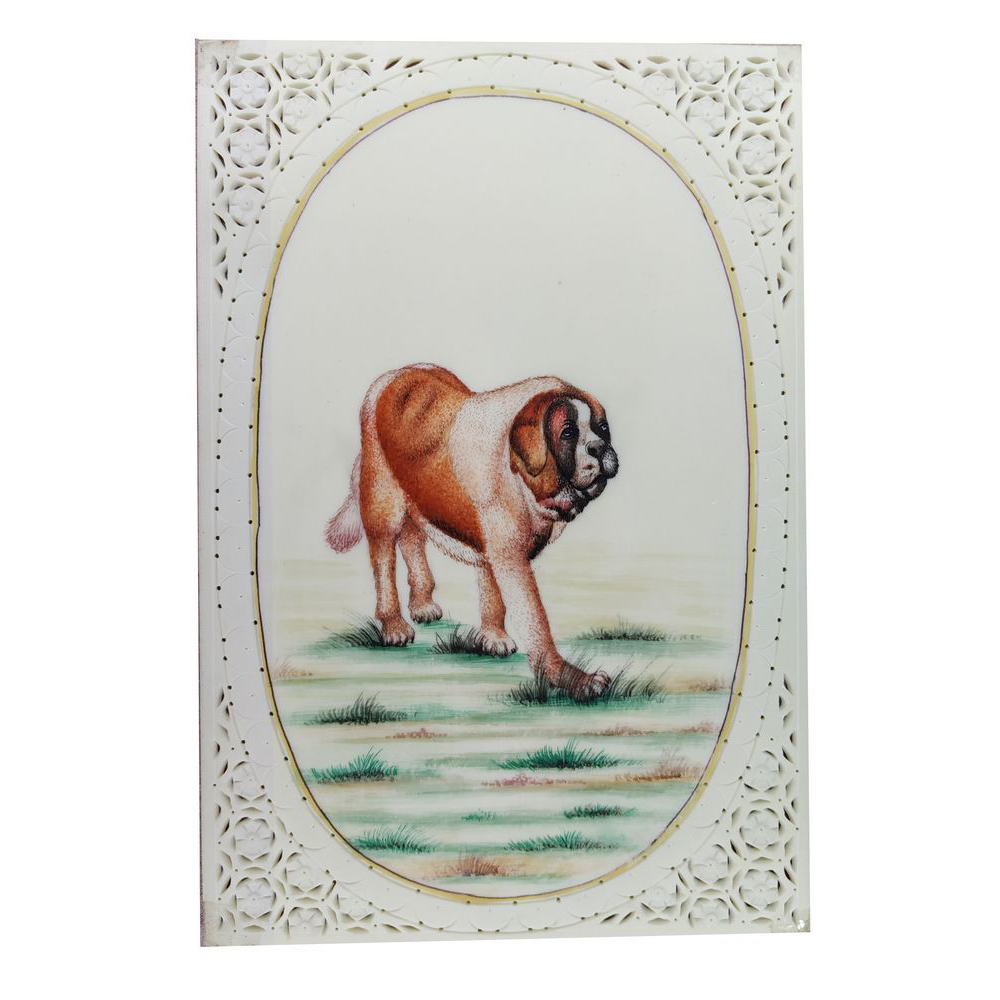 Painting Dog Handmade Miniature Artwork water color resin tile 6X4