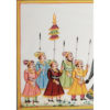 Painting Handmade Silk Febric Procession Miniature Artwork Water color 12 X 5