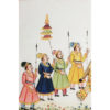 Painting Handmade Silk Febric Procession Miniature Artwork Water color 12 X 5