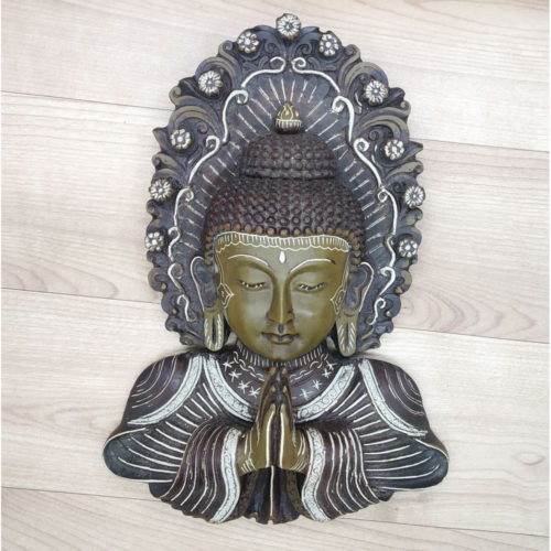 Buddha Mask Namaste Wall hanging Art Sculpture painting and carving