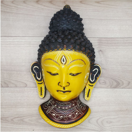 Buddha Mask Wall hanging Art Sculpture painting and carving mask Decor