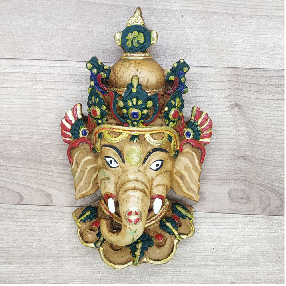 Ganesha Mask with Painting Work Wall hanging Art Sculpture wall Decor